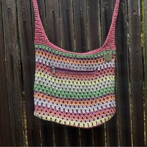 The Sak rainbow crochet purse